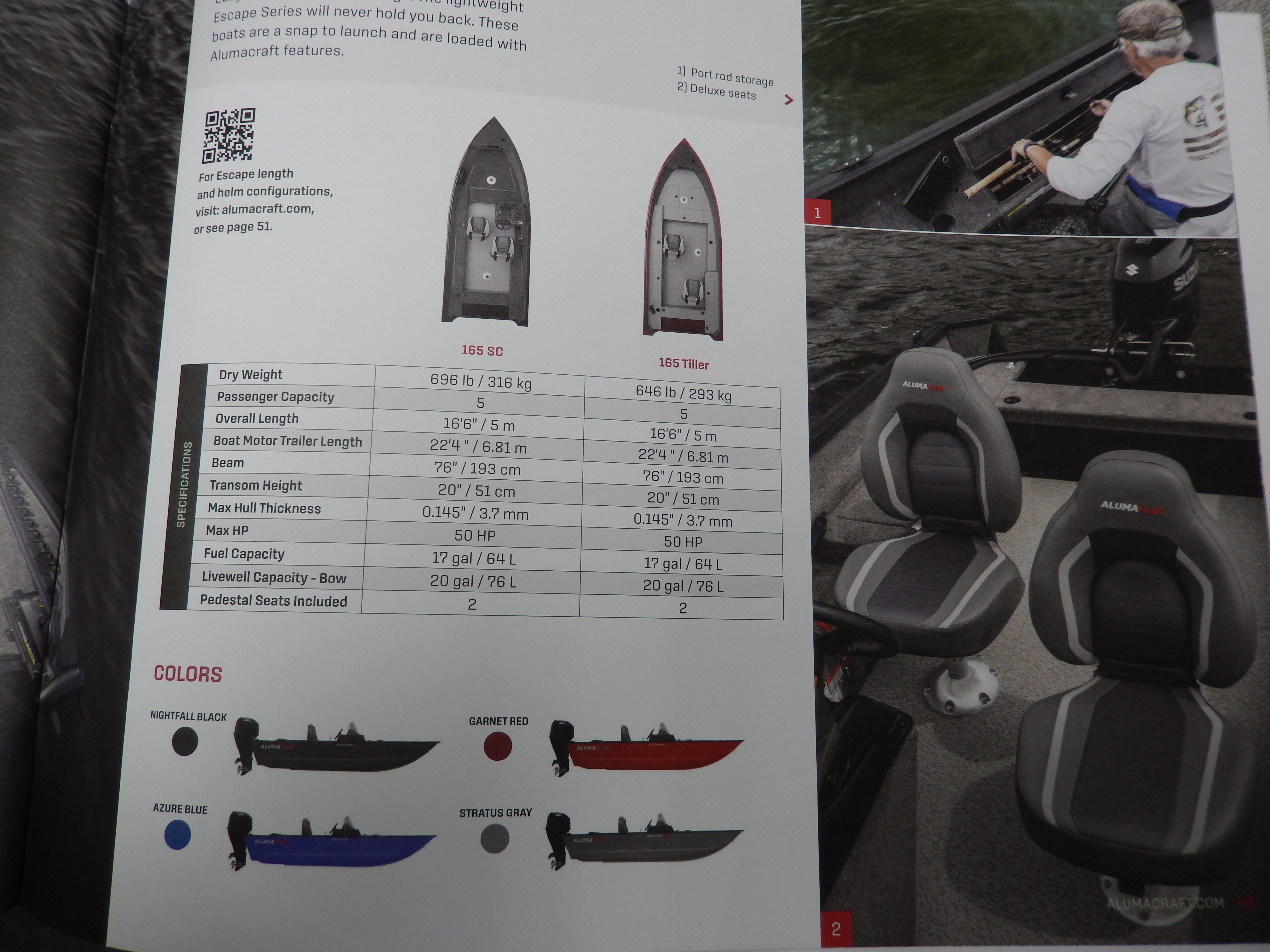 Image of 2026 ALUMACRAFT ESCAPE 165 TILLER W/ YAMAHA F40LA